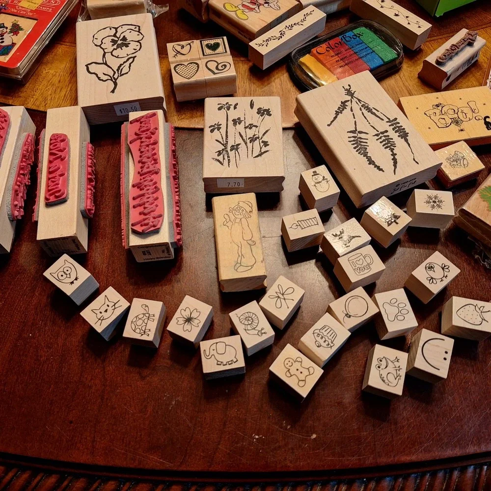Huge Rubber Stamp Lot Wood Mounted Holiday Nature Studio G Hampton Art Hero Arts